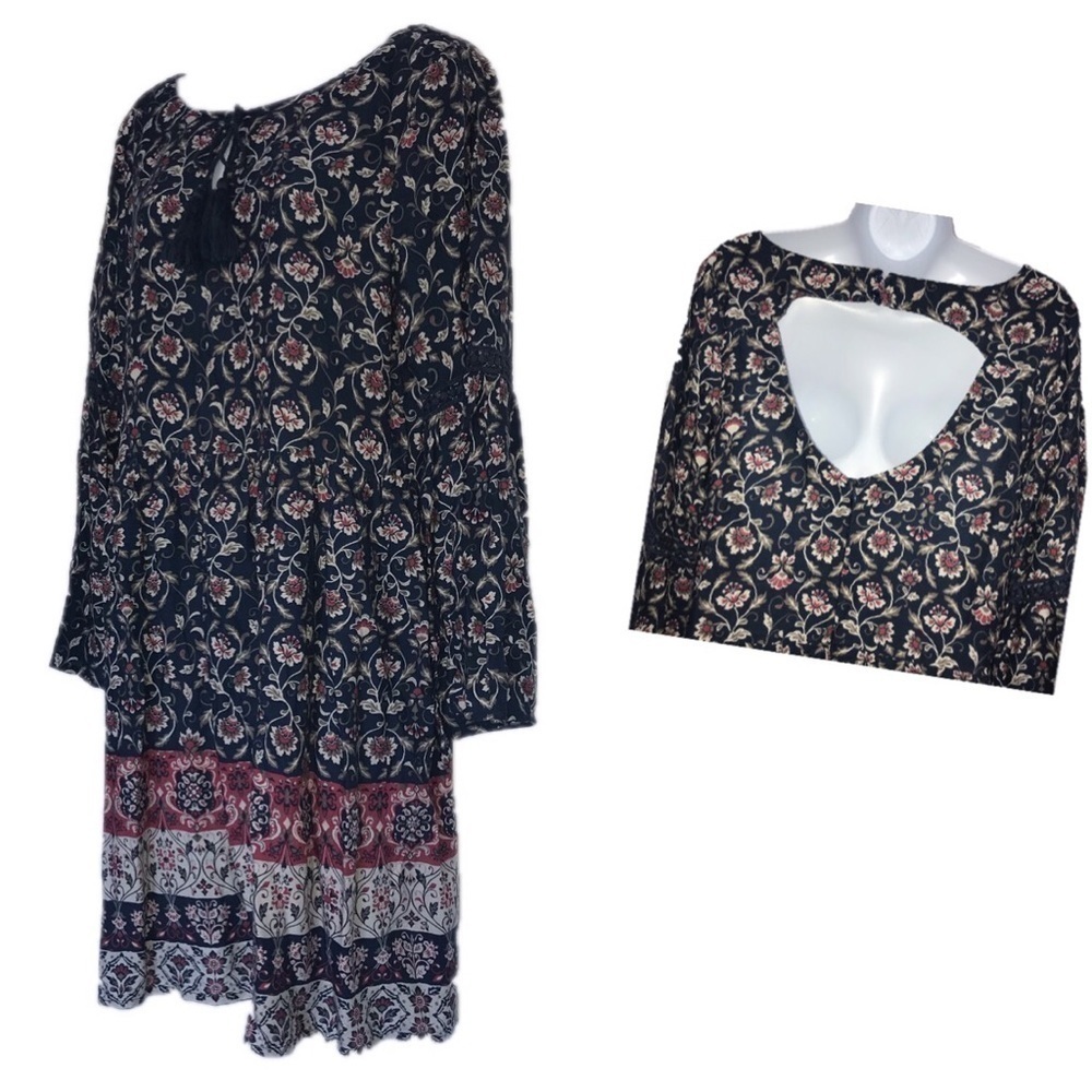 Altar’d State Blue Women Peasant Boho Dress L*